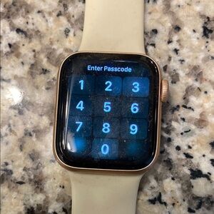 Apple Gold Smartwatch with Display and Square Face